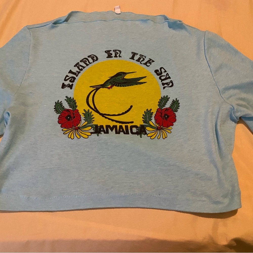 Blue Jamaica Graphic crop top size L